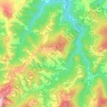 Mapa topográfico Ciglione, altitud, relieve