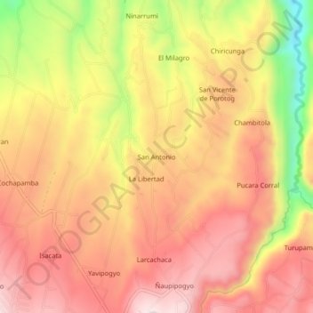 Mapa topográfico San Antonio, altitud, relieve