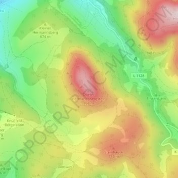 Mapa topográfico Großer Hermannsberg, altitud, relieve
