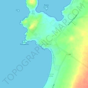 Mapa topográfico Bahía Inglesa, altitud, relieve