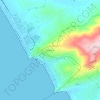 Mapa topográfico Atlanterra, altitud, relieve