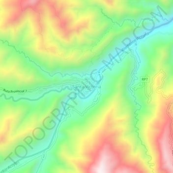 Mapa topográfico Santa Victoria, altitud, relieve