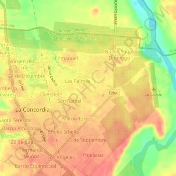 Mapa topográfico Urdesa, altitud, relieve