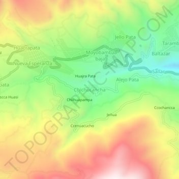 Mapa topográfico Chichucancha, altitud, relieve