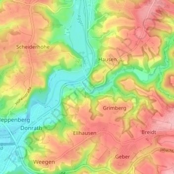 Mapa topográfico Kreuznaaf, altitud, relieve