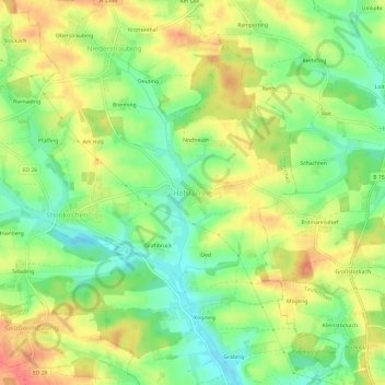 Mapa topográfico Hofstarring, altitud, relieve
