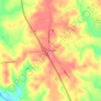 Mapa topográfico Waldrop Crossroads, altitud, relieve