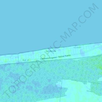 Mapa topográfico San Benito, altitud, relieve