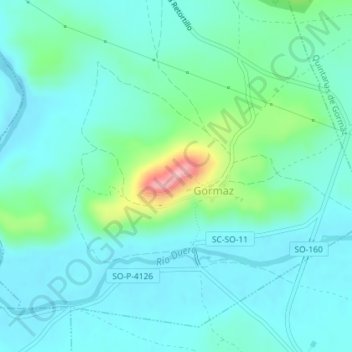 Mapa topográfico Castillo de Gormaz, altitud, relieve