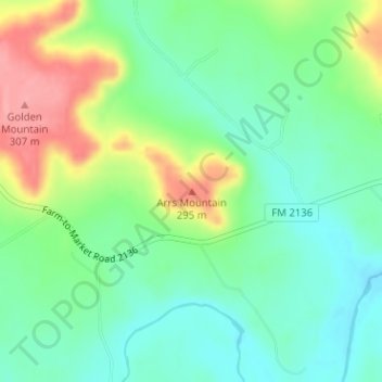 Mapa topográfico Arrs Mountain, altitud, relieve