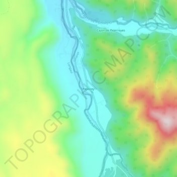 Mapa topográfico Pejerrey, altitud, relieve