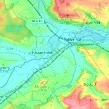 Mapa topográfico Birkenfeld, altitud, relieve