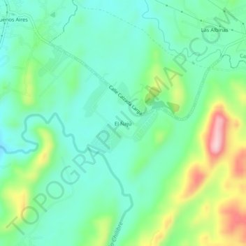 Mapa topográfico El Ñajú, altitud, relieve