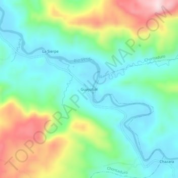 Mapa topográfico Guayabal, altitud, relieve