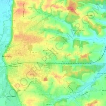 Mapa topográfico Wiffertshausen, altitud, relieve