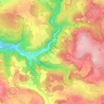 Mapa topográfico Uhenfels, altitud, relieve