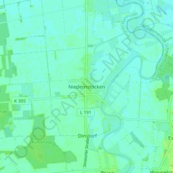 Mapa topográfico Niedernstöcken, altitud, relieve