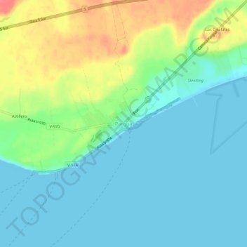 Mapa topográfico Pargua, altitud, relieve