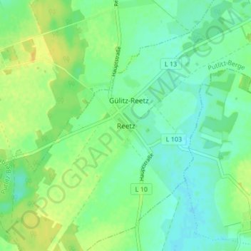 Mapa topográfico Reetz, altitud, relieve