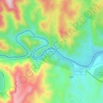 Mapa topográfico Casa Bamba, altitud, relieve