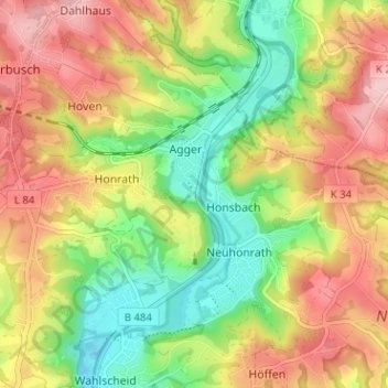 Mapa topográfico Naafshäuschen, altitud, relieve