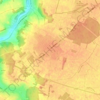 Mapa topográfico Perthes, altitud, relieve
