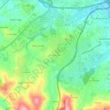 Mapa topográfico Mareo de Abajo, altitud, relieve