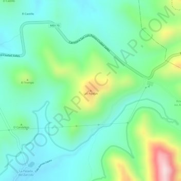 Mapa topográfico Las Aguilas, altitud, relieve