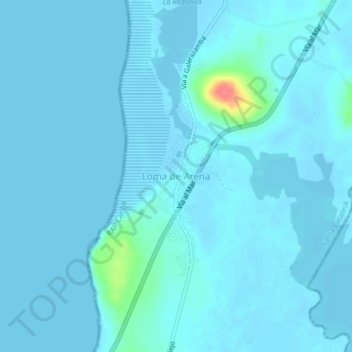 Mapa topográfico Loma de Arena, altitud, relieve