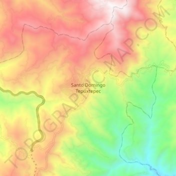 Mapa topográfico Santo Domingo Tepuxtepec, altitud, relieve