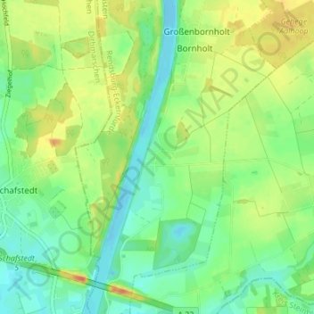 Mapa topográfico Lütjenbornholt, altitud, relieve