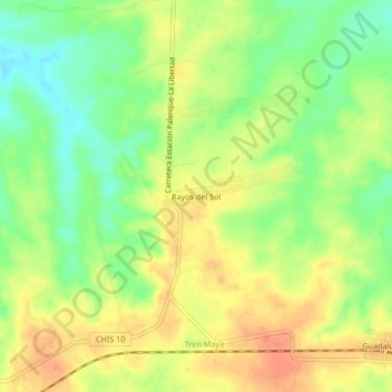 Mapa topográfico Rayos del Sol, altitud, relieve