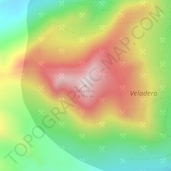 Mapa topográfico Veladero, altitud, relieve