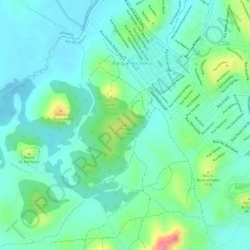 Mapa topográfico Morro do Carrapato, altitud, relieve