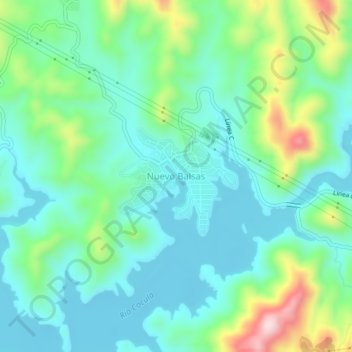 Mapa topográfico Nuevo Balsas, altitud, relieve