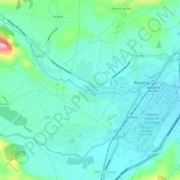 Mapa topográfico Nestares, altitud, relieve