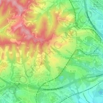 Mapa topográfico Bellaterra, altitud, relieve