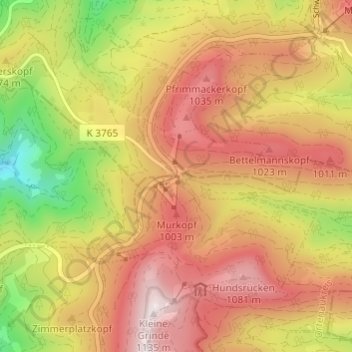 Mapa topográfico Unterstmatt, altitud, relieve