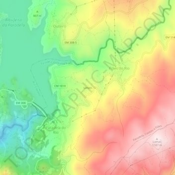 Mapa topográfico Loivos, altitud, relieve