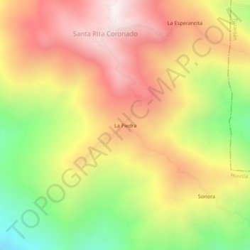 Mapa topográfico La Piedra, altitud, relieve