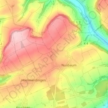 Mapa topográfico Freilingen, altitud, relieve