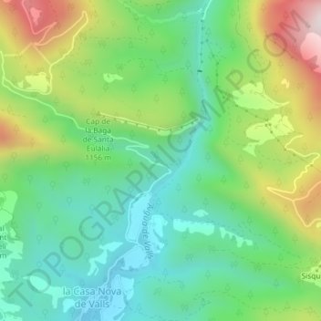 Mapa topográfico Torrent de la Foranca, altitud, relieve