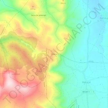 Mapa topográfico Chanca, altitud, relieve