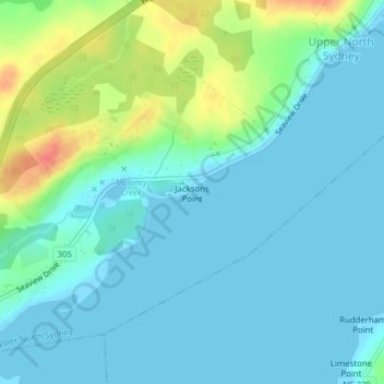 Mapa topográfico Jacksons Point, altitud, relieve