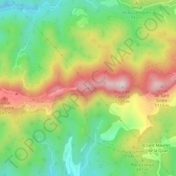 Mapa topográfico Serrat de la Pilosa, altitud, relieve