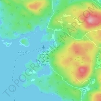 Mapa topográfico Lasqueti, altitud, relieve