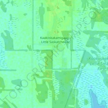 Mapa topográfico Little Saskatchewan First Nation, altitud, relieve