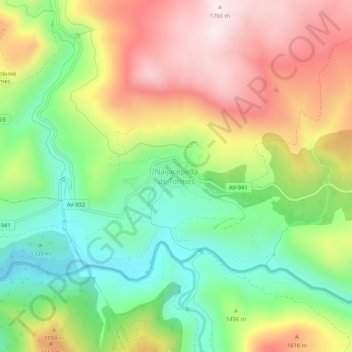 Mapa topográfico Navacepeda de Tormes, altitud, relieve