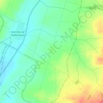 Mapa topográfico Cerezales, altitud, relieve