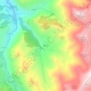 Mapa topográfico Valdició, altitud, relieve